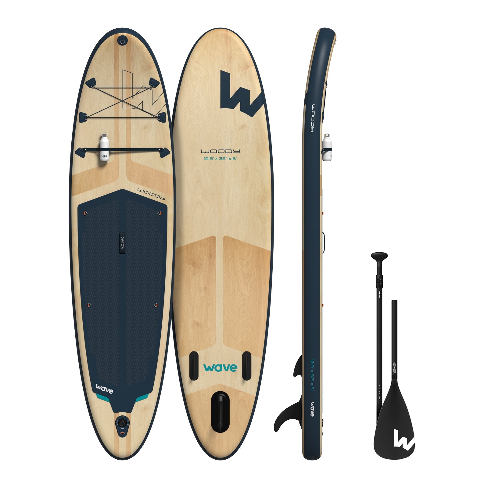 Woody 2.0 SUP | Inflatable Paddleboard | 10'9ft | Navy - Wave Sups USA