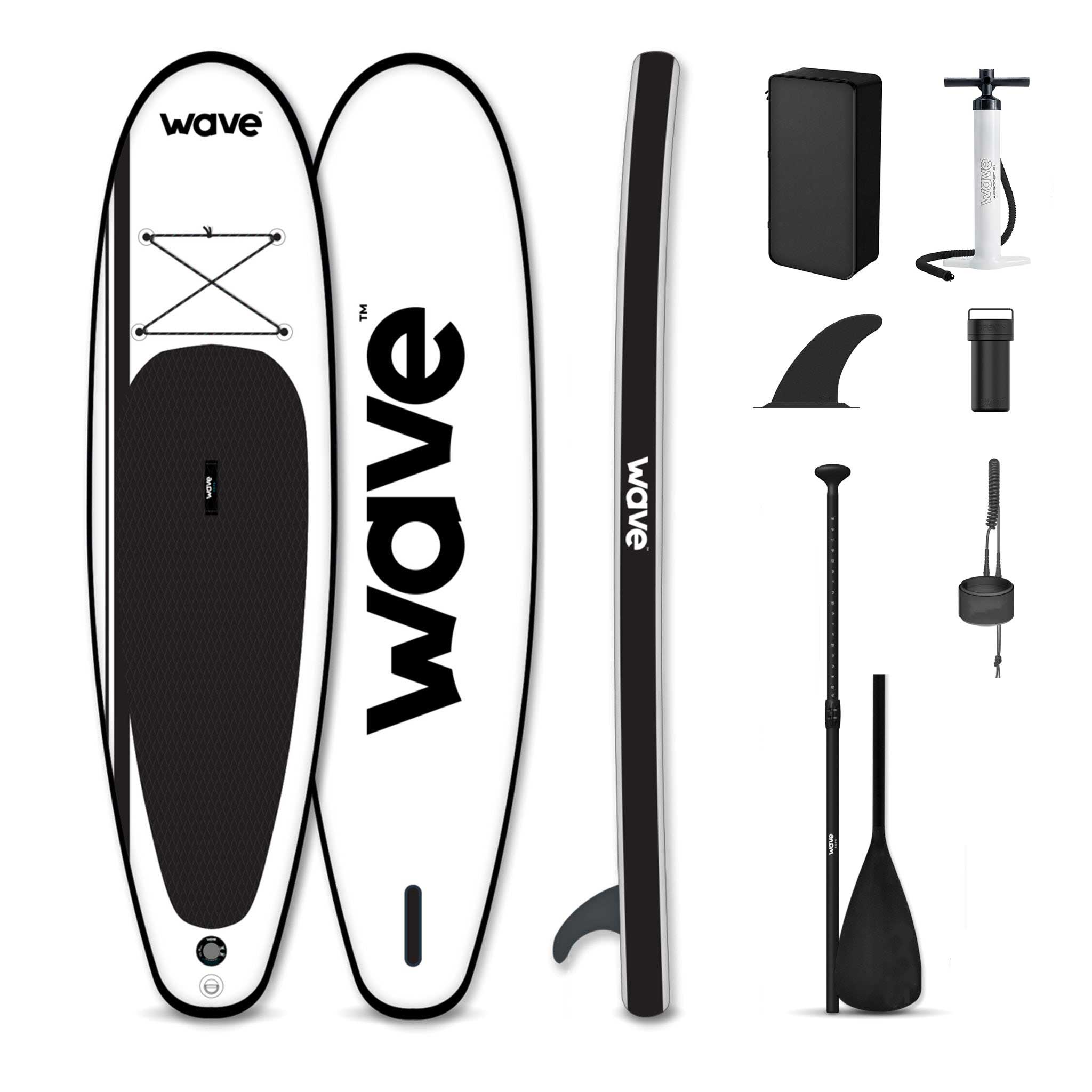Classic SUP | Inflatable Stand-Up Paddleboard | 11ft | Black & White - Wave Sups USA