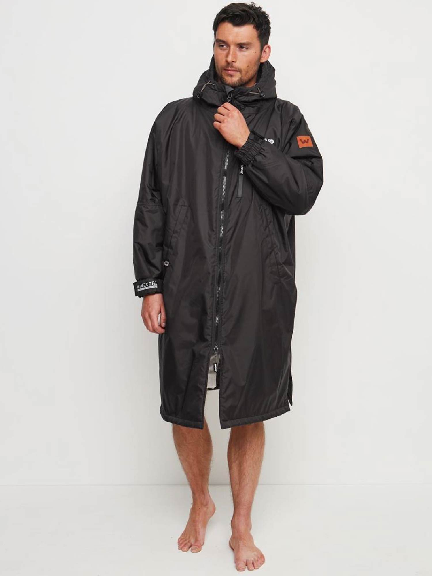 Fleece - Lined Changing Robe | Unisex | Black & Gray - Wave Sups USA