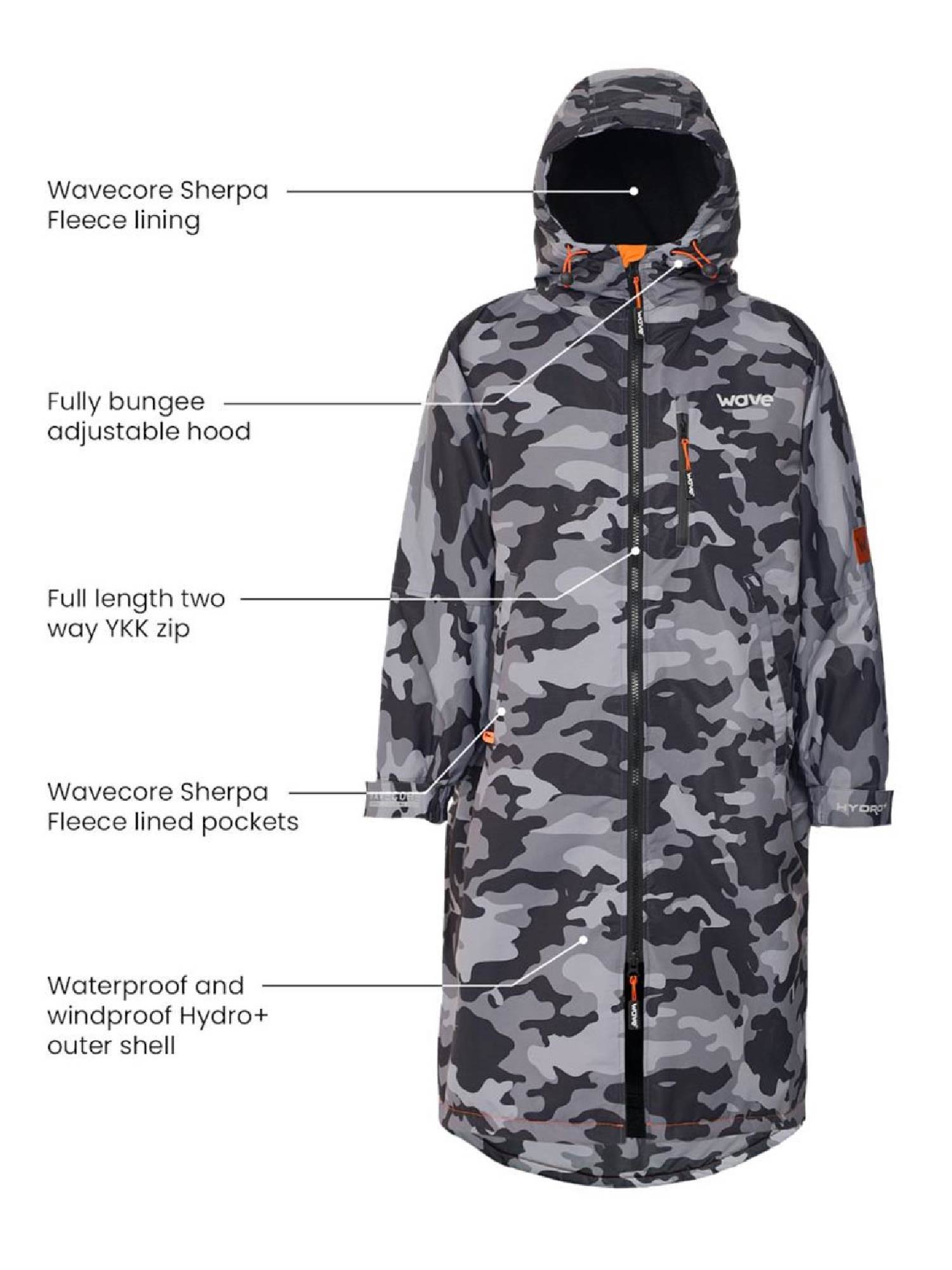 Fleece - Lined Changing Robe | Unisex | Gray Camouflage - Wave Sups USA