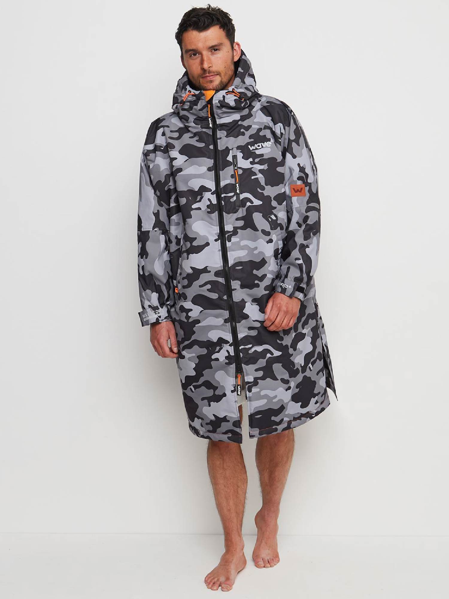 Fleece - Lined Changing Robe | Unisex | Gray Camouflage - Wave Sups USA