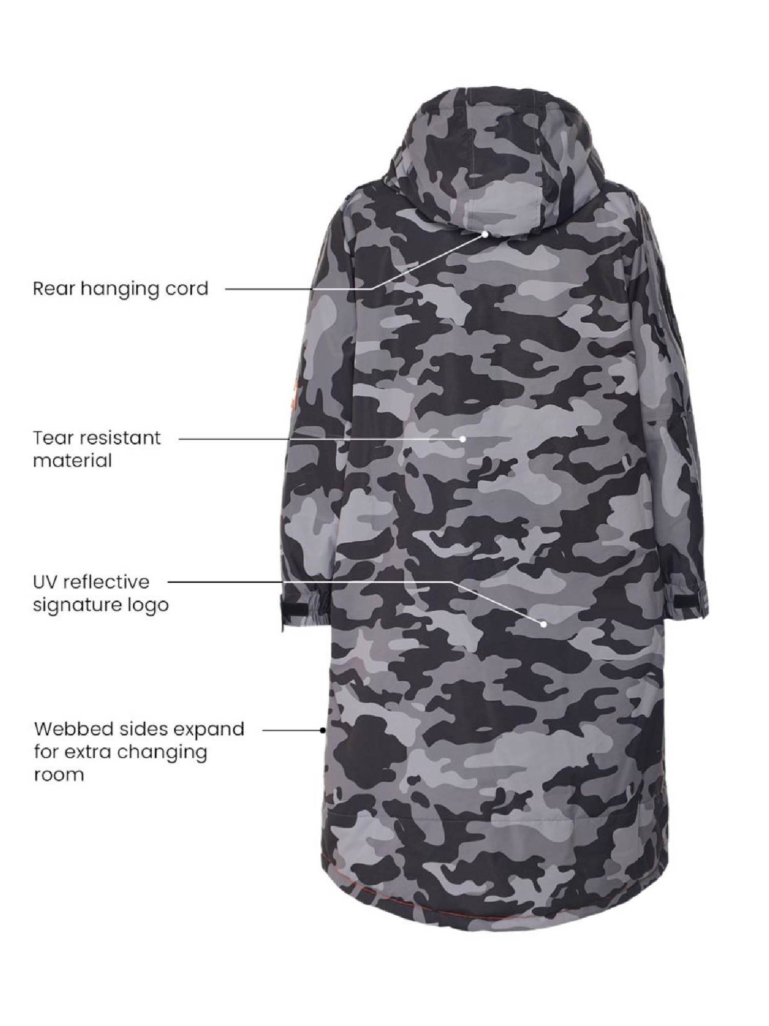 Fleece - Lined Changing Robe | Unisex | Gray Camouflage - Wave Sups USA