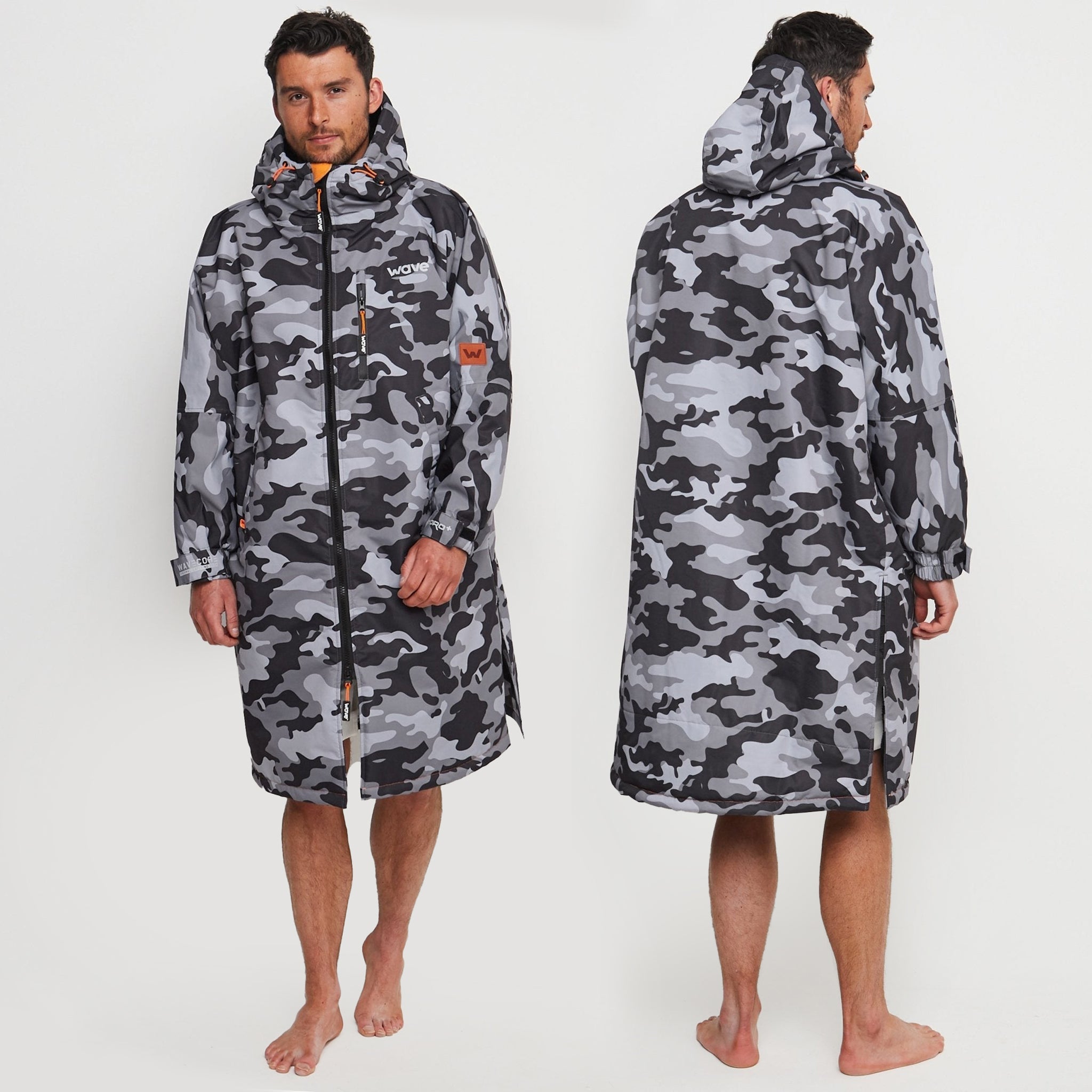 Fleece - Lined Waterproof Changing Robe | Waterproof & Windproof | Unisex | Gray Camouflage - Wave Sups USA