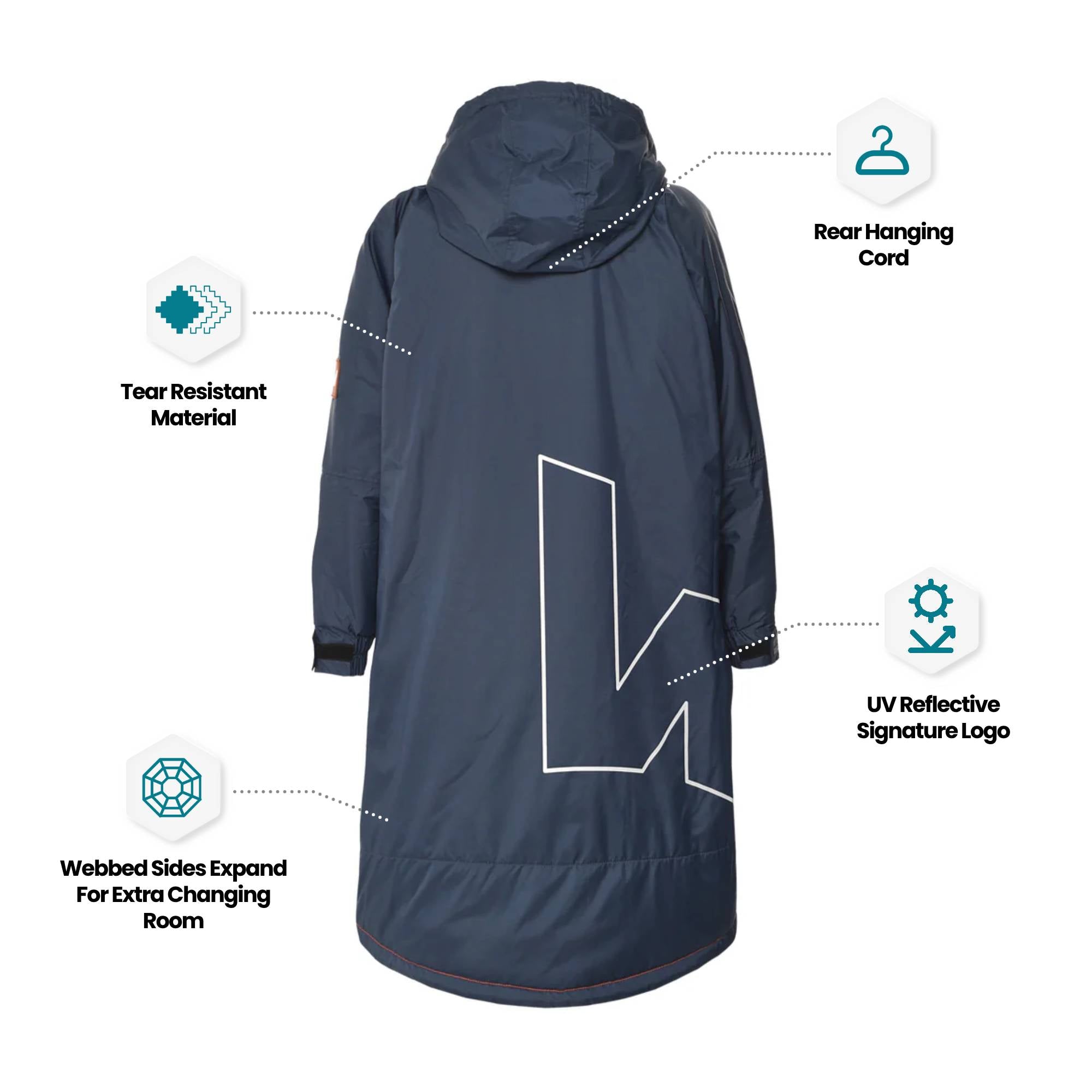 Fleece - Lined Waterproof Changing Robe | Waterproof & Windproof | Unisex | Navy Blue - Wave Sups USA