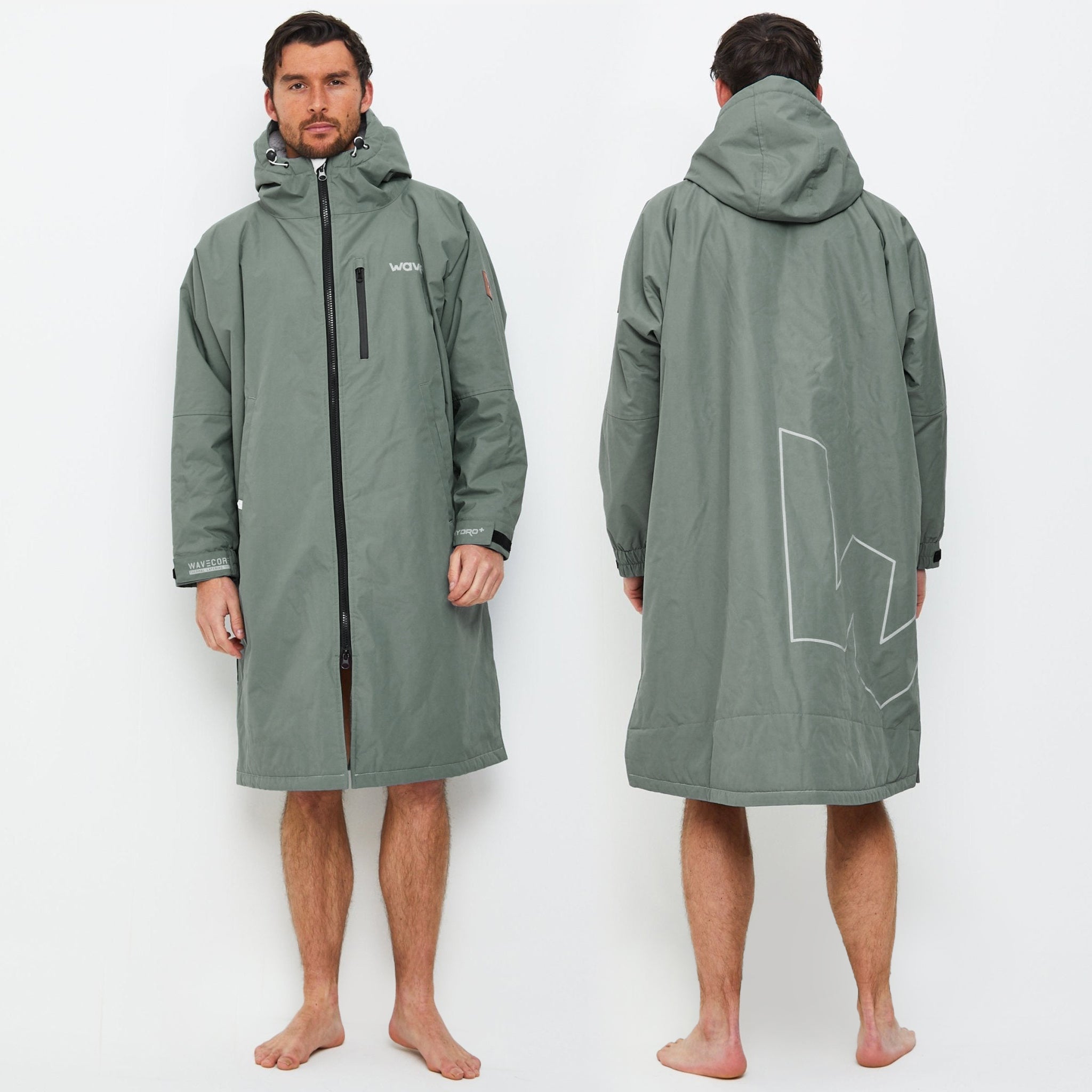 Fleece - Lined Waterproof Changing Robe | Waterproof & Windproof | Unisex | Sage Green - Wave Sups USA