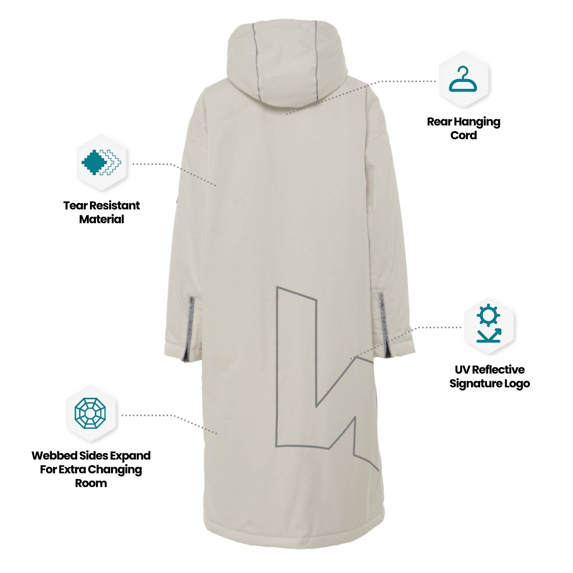 Wave 3 in 1 Waterproof & Windproof Changing Robe | Unisex | Ecru Cream - Wave Sups USA