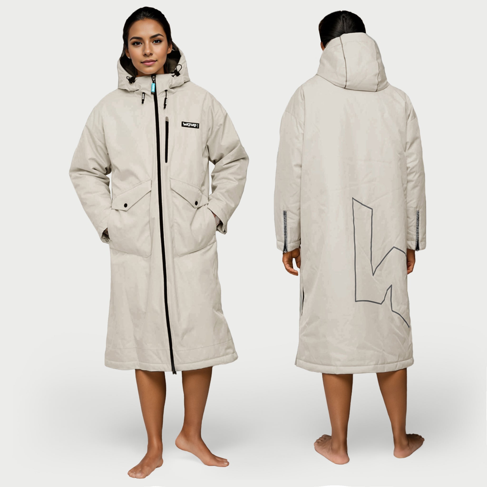 Wave 3 in 1 Waterproof & Windproof Changing Robe | Unisex | Ecru Cream - Wave Sups USA