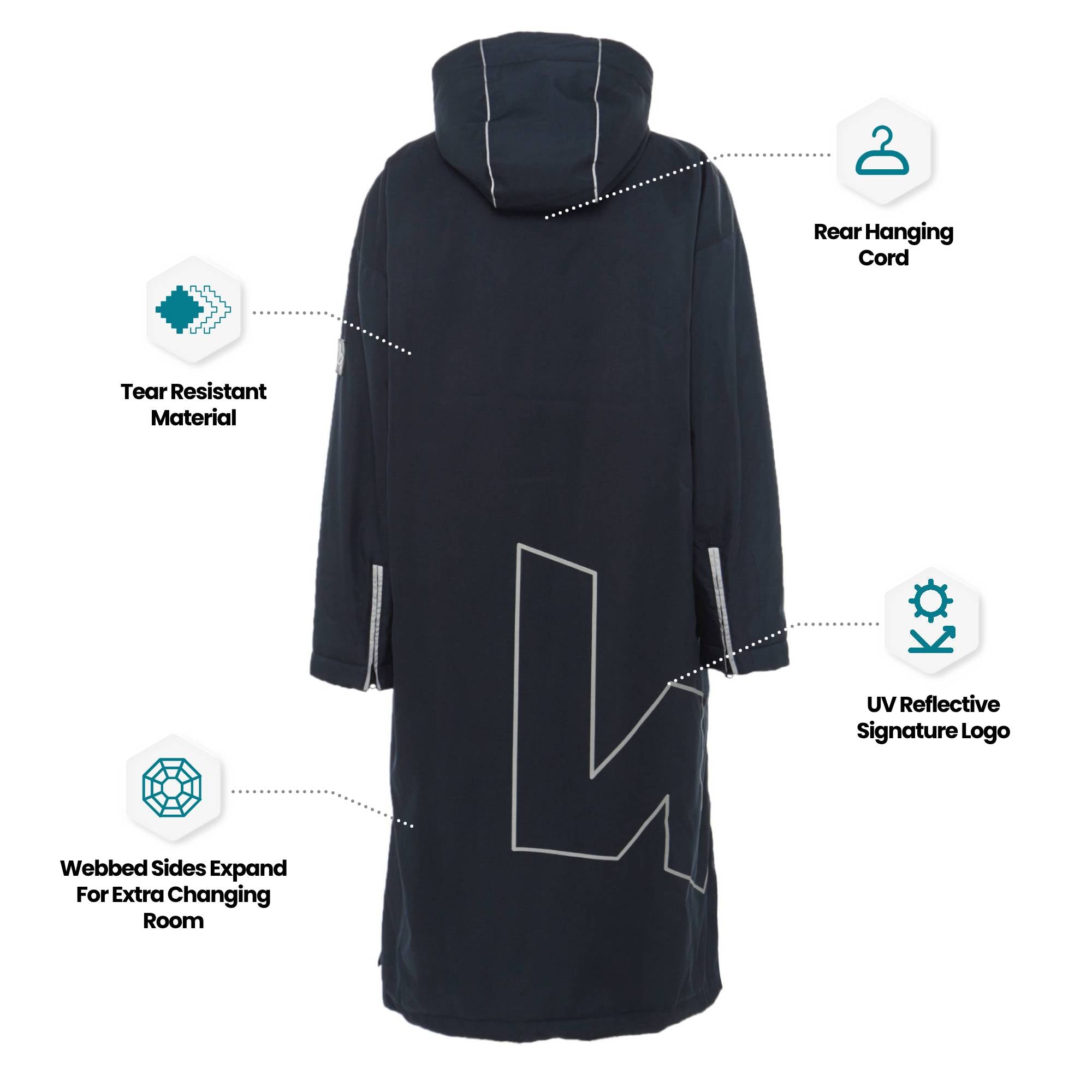 Wave 3 in 1 Waterproof & Windproof Changing Robe | Unisex | Navy Blue - Wave Sups USA