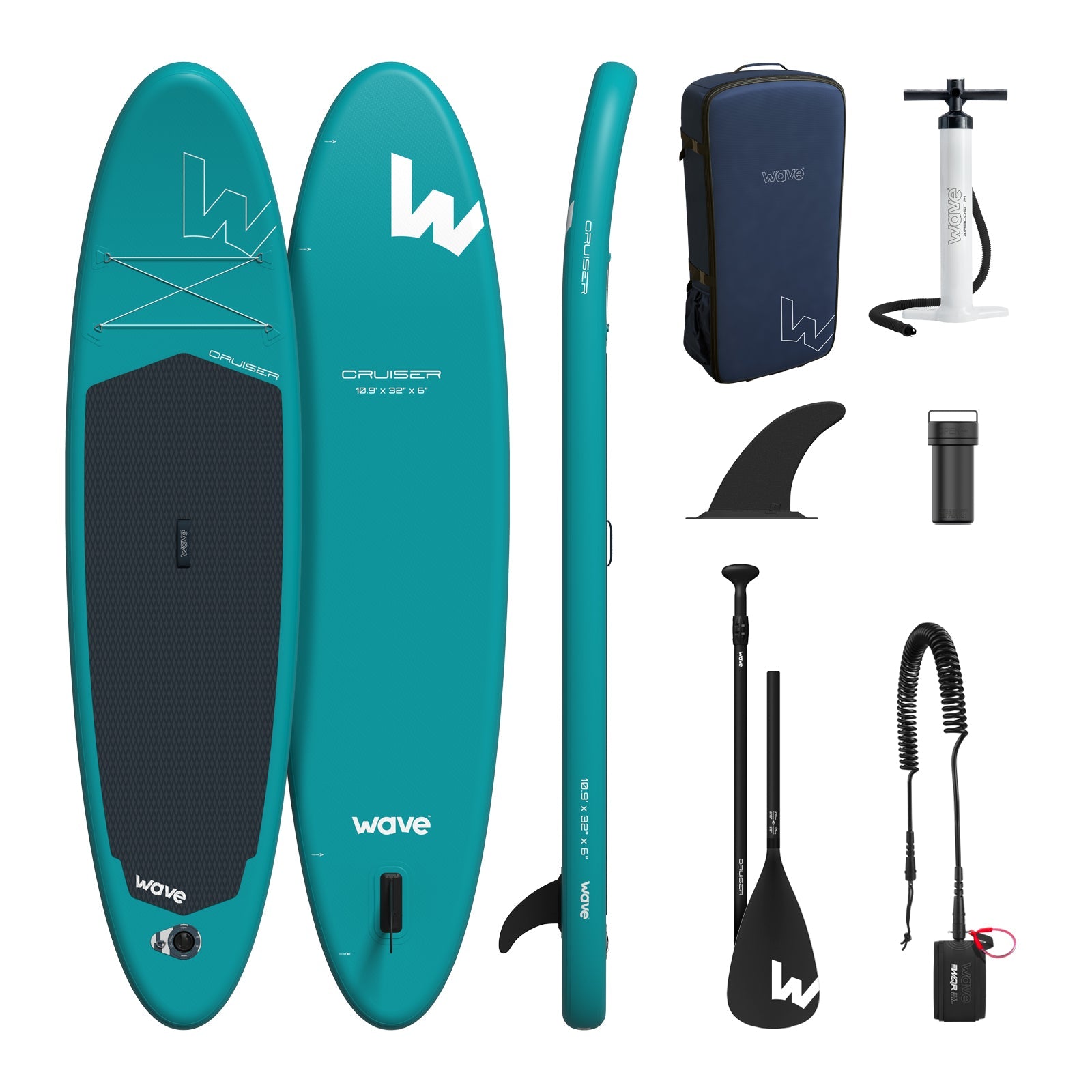 Cruiser 2.0 SUP | Inflatable Paddleboard | 10'9ft | Aqua - Wave Sups USA