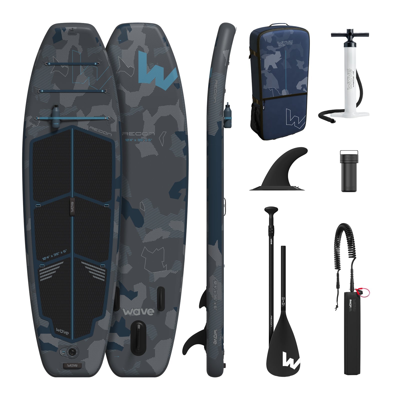 Recon SUP | Inflatable Paddleboard | 10'4ft | Gray - Wave Sups USA