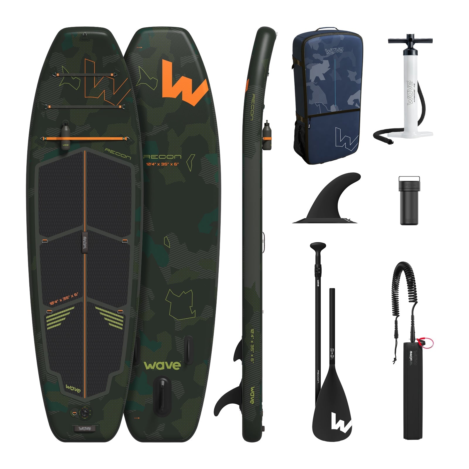 Recon SUP | Inflatable Paddleboard | 10'4ft | Green - Wave Sups USA