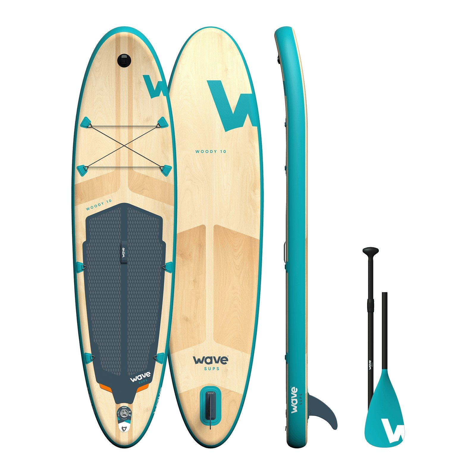 Woody SUP | Inflatable Stand-Up Paddleboard | 10/11ft | Aqua - Wave Sups USA